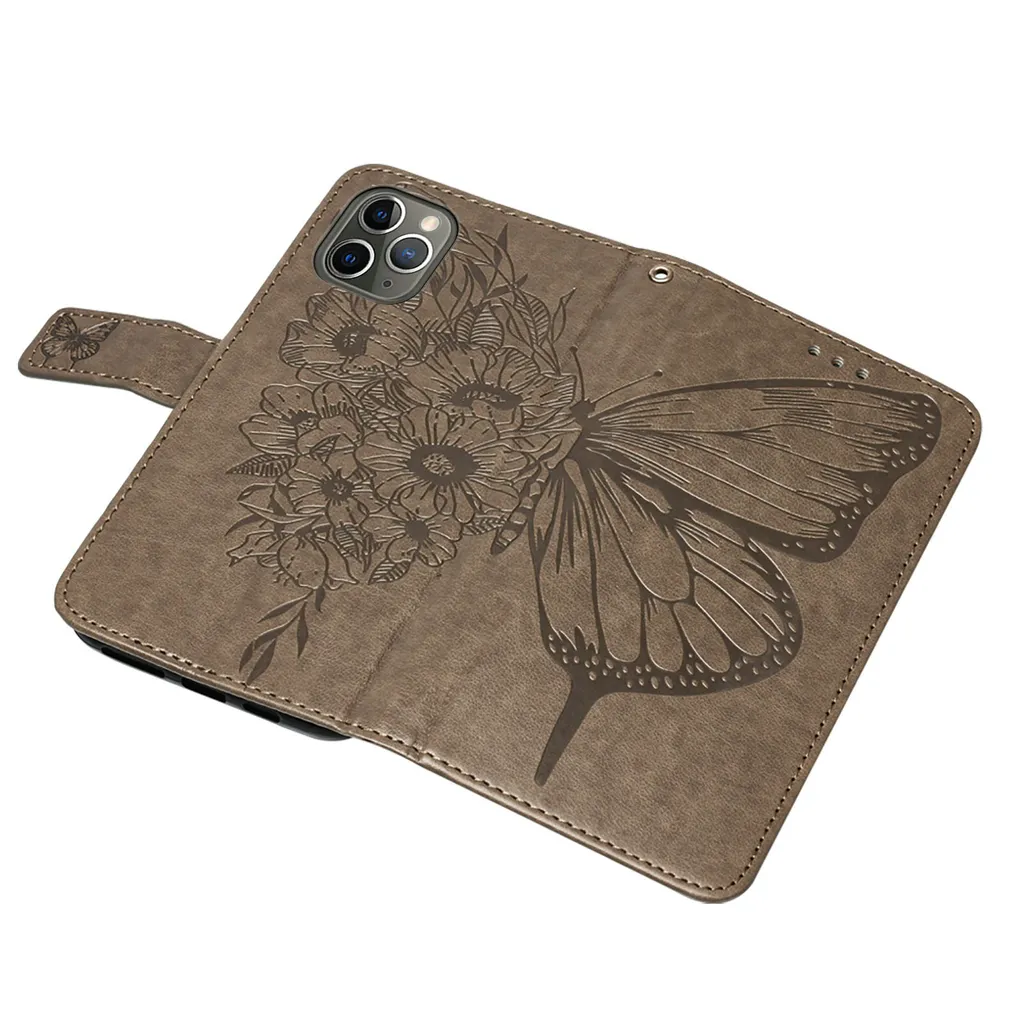 Cover iPhone 11 Pro Max Grigio Libro Pelle PU con Supporto Video - 7