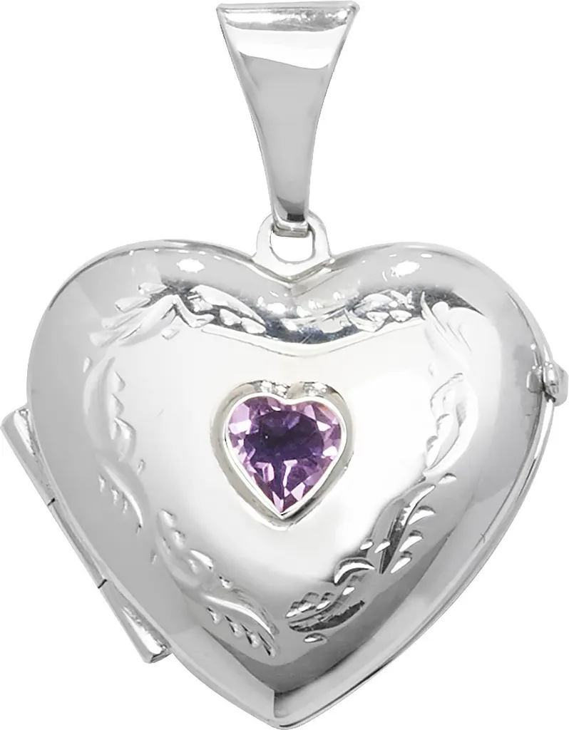 Médaillon Coeur Argent 925 Anti-Ternissement avec Améthyste Femme