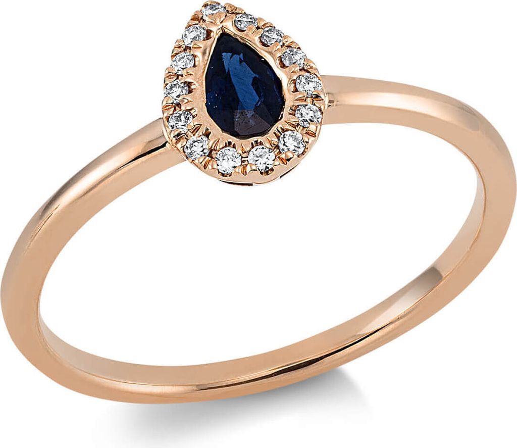 Ring Tropfen aus 750 Rotgold Saphir 0,19ct blau 14 Produktbild 