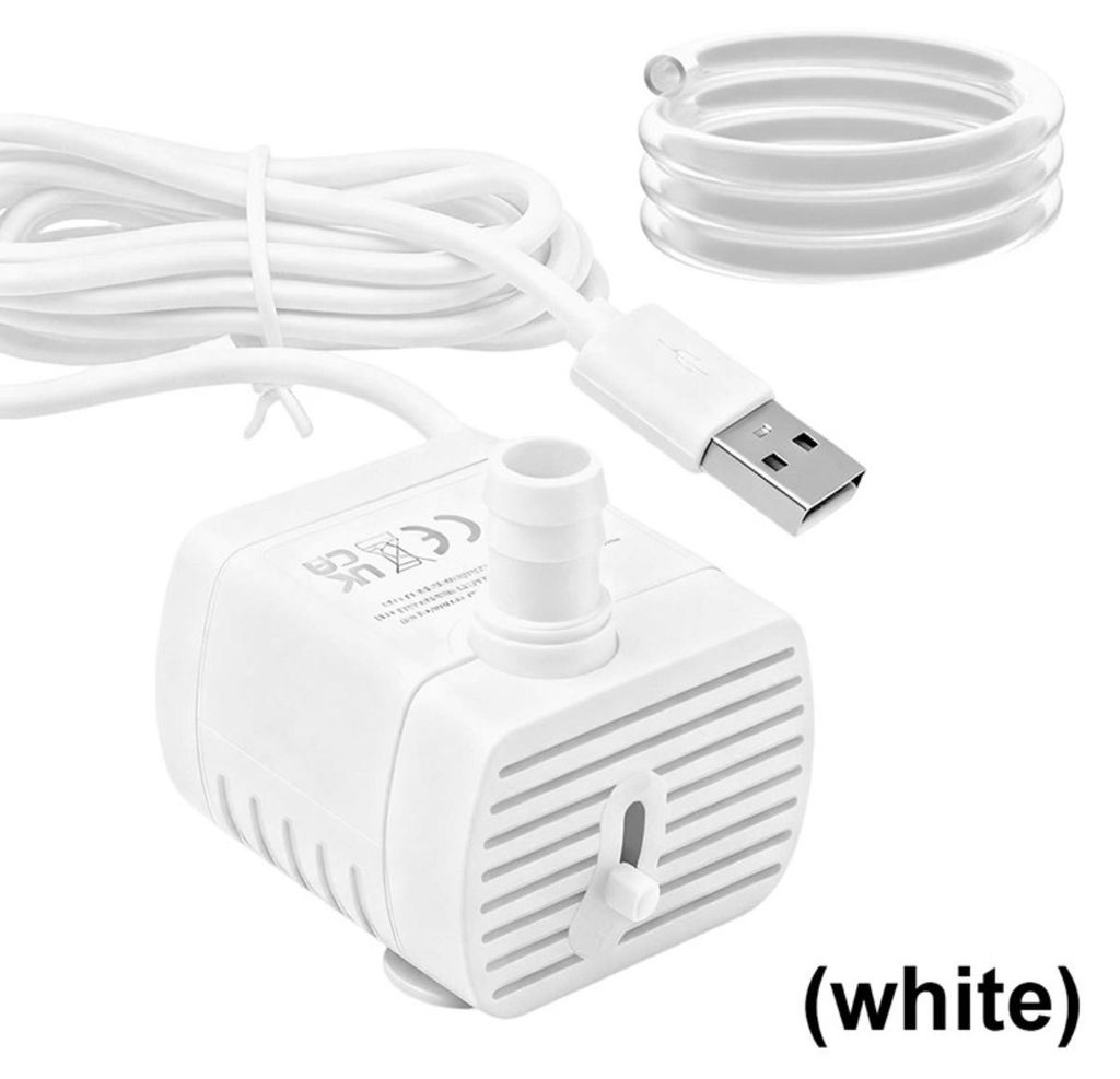 INF 1,5 m USB-Tauchpumpe mit einstellbarem Ventil – Bürstenlose 5-V-Mikropumpe, Edelstahl 304 + ABS, IPX8 Weiß