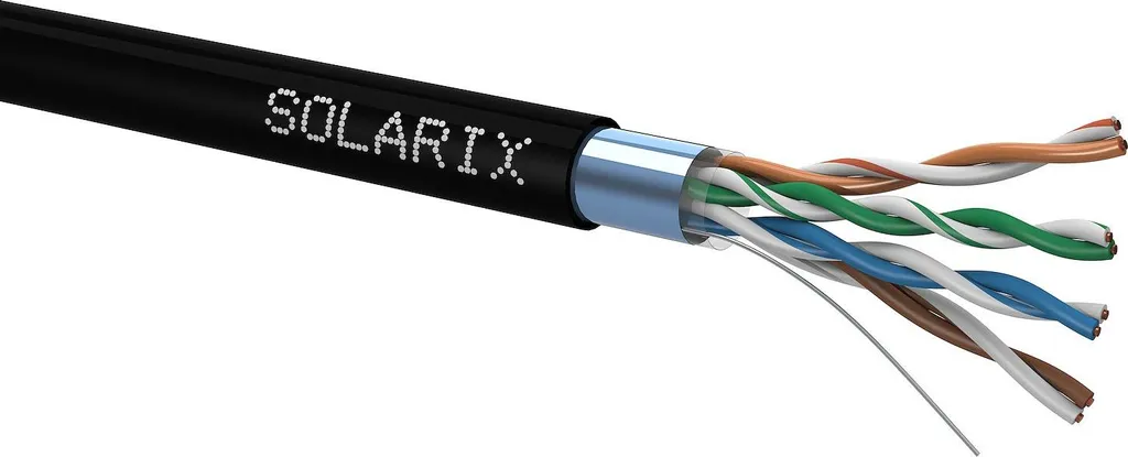 Câble réseau FTP Cat5e Solarix SXKD-5E-FTP-PE extérieur PE 100m Fca