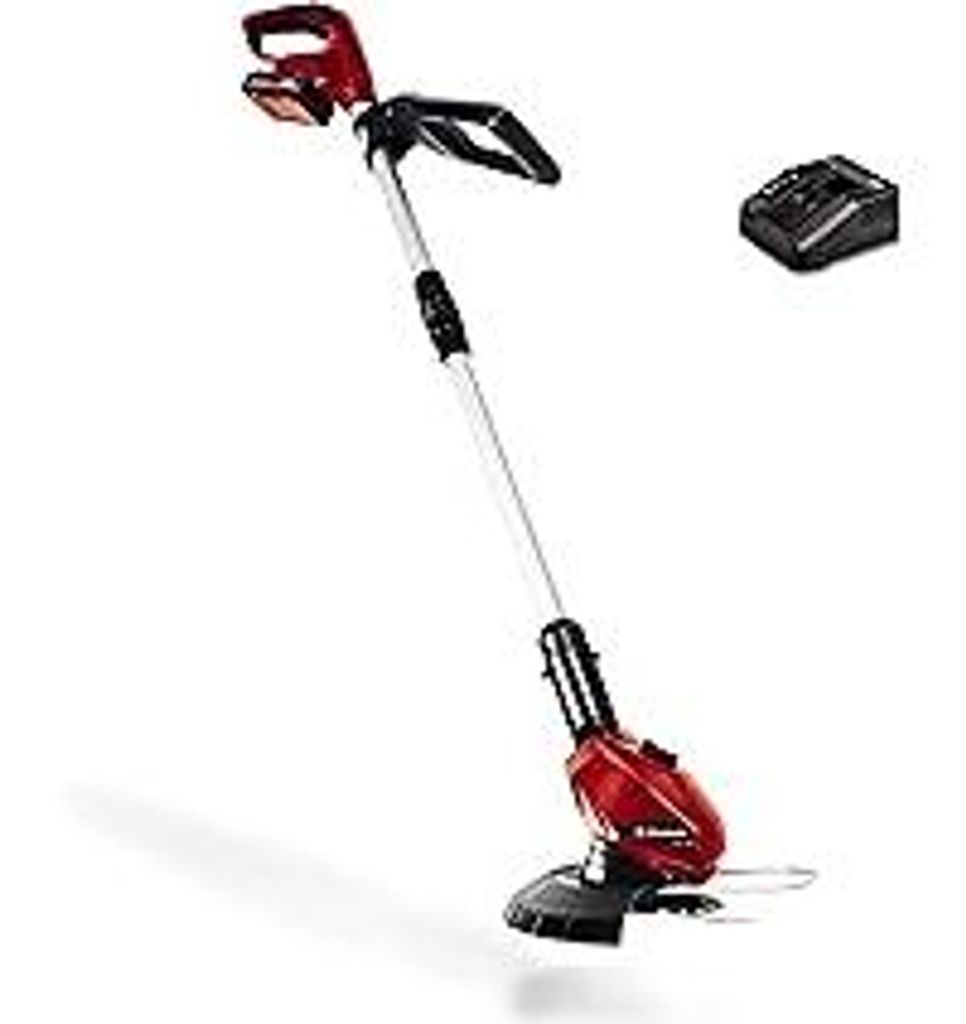 Einhell Akku-Rasentrimmer GE-CT 18 Li Kit Power X-Change (Li-Ion, 18V, Motorkopf drehbar, Flowerguard, inkl 20 Kunststoffmesser, inkl. 2,0Ah Akku u...