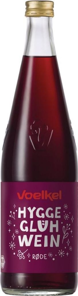 A bottle of Voelkel Hygge Glühwein rot.