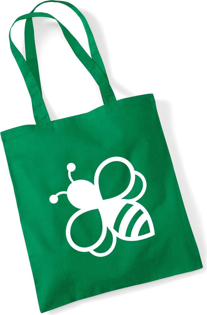 Huuraa Jutebeutel Biene Silhouette 10 Liter Kelly Green Baumwolle Tasche Geschenkidee