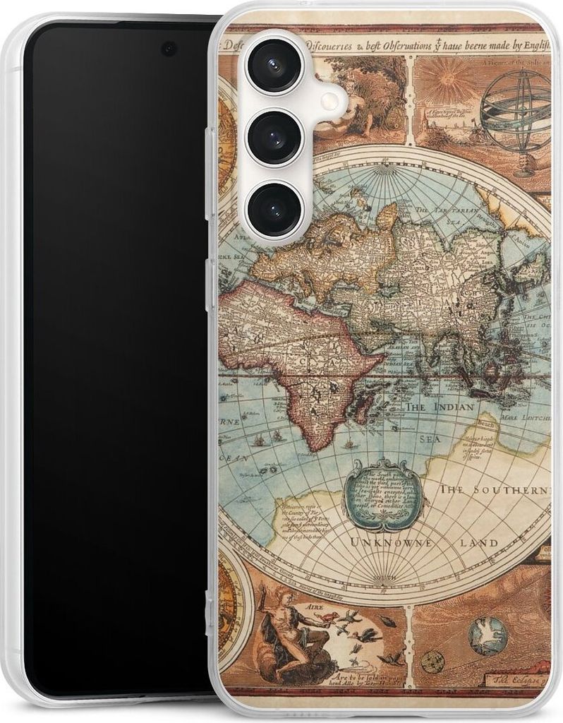 DeinDesign Handyhülle für Samsung Galaxy S23 FE Silikon Hülle Case Smartphone Schutzhülle Landkarte Vintage Weltkarte