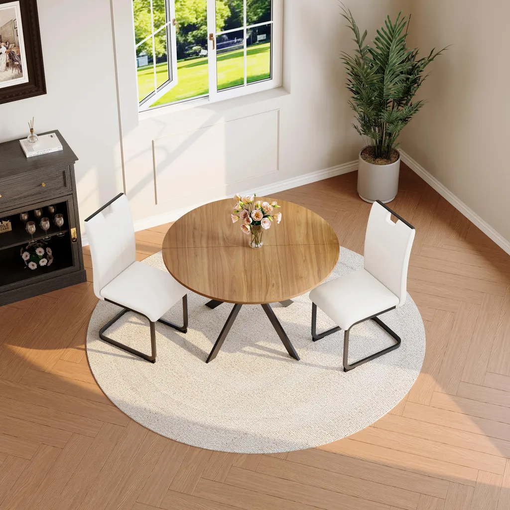Ensemble table ronde et 2 chaises blanches : Gain de place et confort garanti - 2