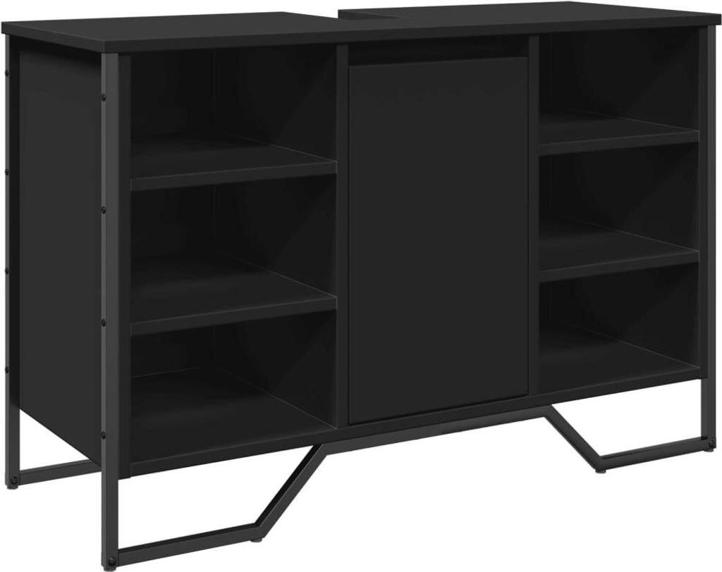 vidaXL Waschbeckenunterschrank Schwarz 91x35x60 cm Holzwerkstoff