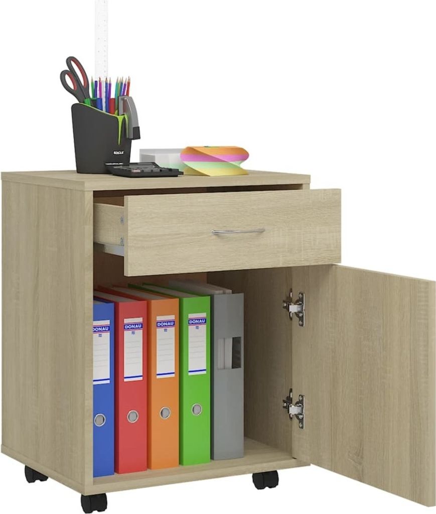 vidaXL Szafka na kółkach dąb sonoma 45x38x54 cm materiał Zdjęcie produktu 7
