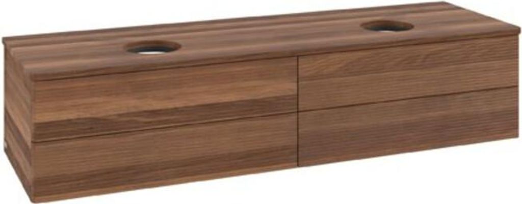 V&B Waschtischunterschrank mit Frontstruktur Antao 160x50cm, WBP-farbe w. wal, warm walnut