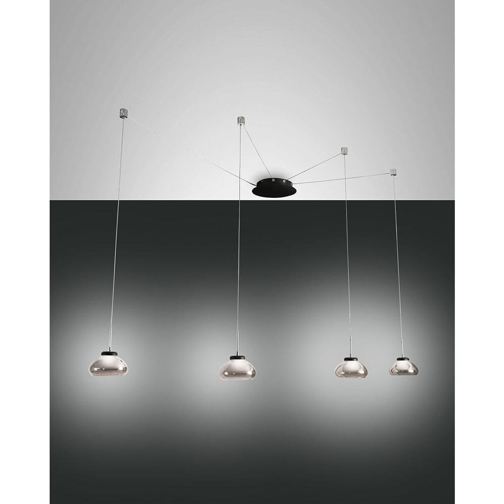 Fabas Luce Arabella LED Glas-Pendelleuchte 4-flammig Amber Produktbild 