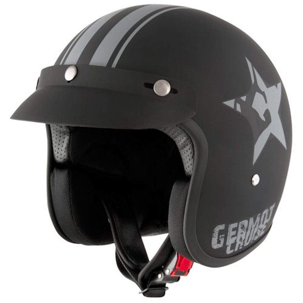 Germot GM 77 Star Jethelm Grösse: XS (53/54), Farbe: Schwarz Matt/Grau
