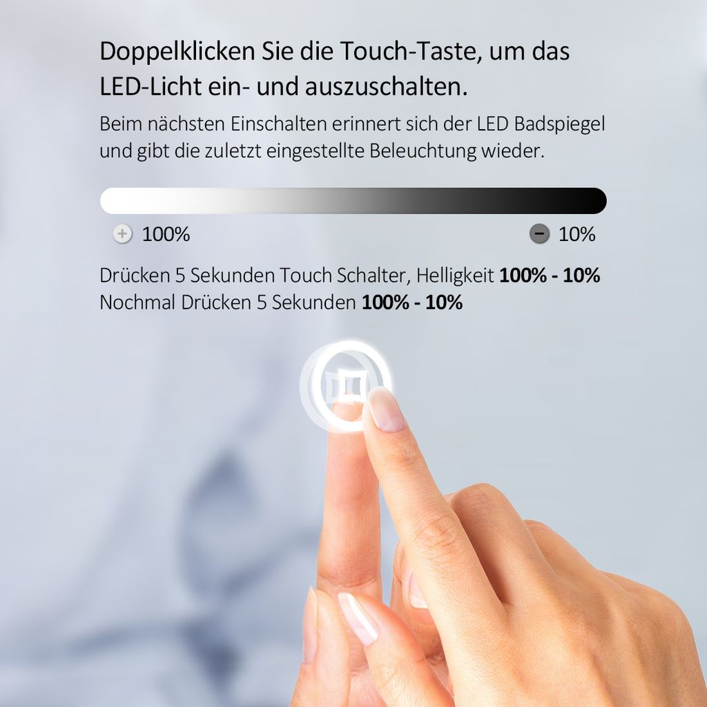 EMKE LED Badspiegel Rund 60 cm Durchmesser LED Spiegel Produktbild 4