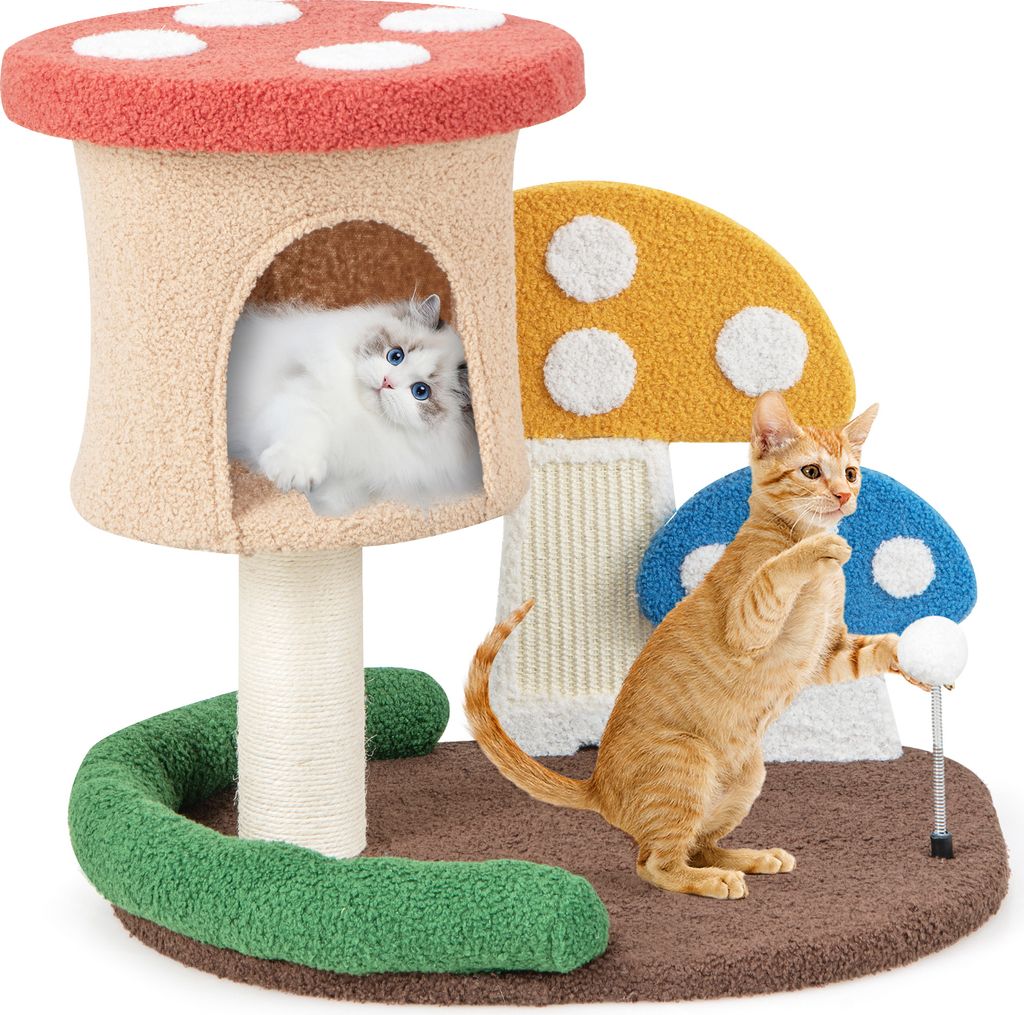 COSTWAY Arbre à chat 4 en 1 en forme de champignon, tour Image du produit 