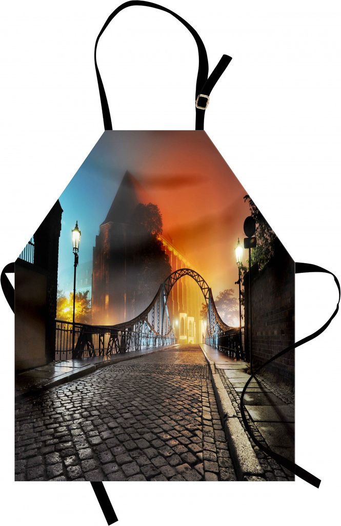 ABAKUHAUS Landschaft Kochschürze, Moderne Stadtbrücke nachts mit mystischer Besichtigungs-städtischer Thema-Landschaft, Farbfest Höhenverstellb...