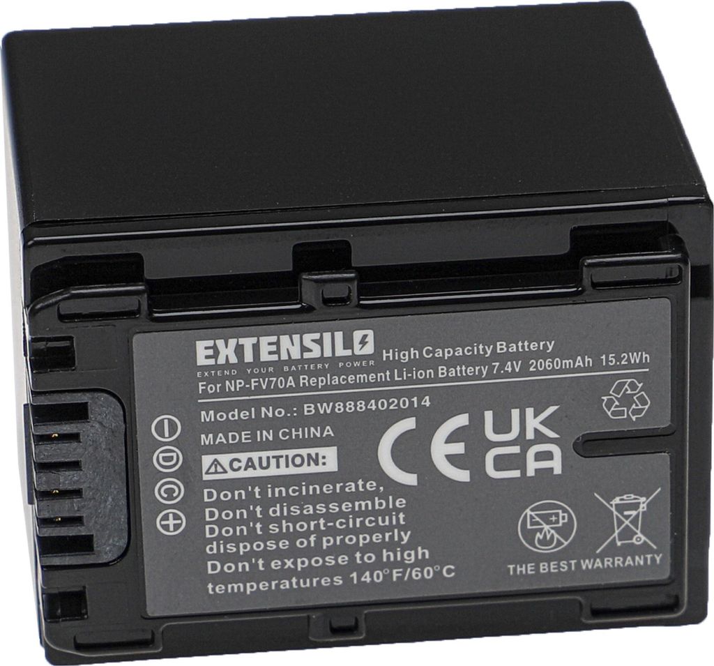 EXTENSILO Akku kompatibel mit Sony DCR-DVD910E, DCR-SR48E, DCR-SR37E, DCR-SR38E, DCR-SR58E, DCR-SR57E, DCR-SR47E Kamera (2060 mAh, 7,4 V, Li-Ion)