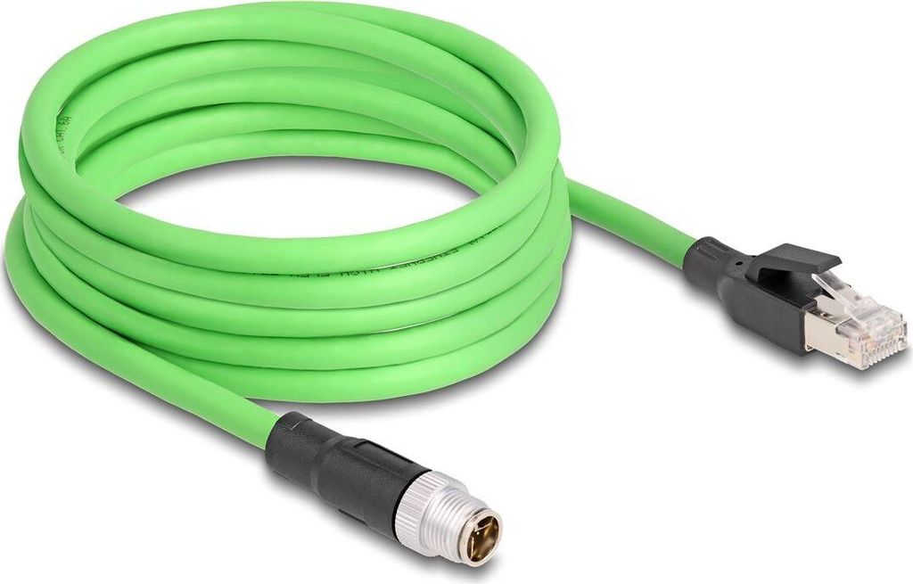 DELOCK M12 Kabel X-kodiert 8 Pin St. zu RJ45 St.PUR(TPU) 5 m