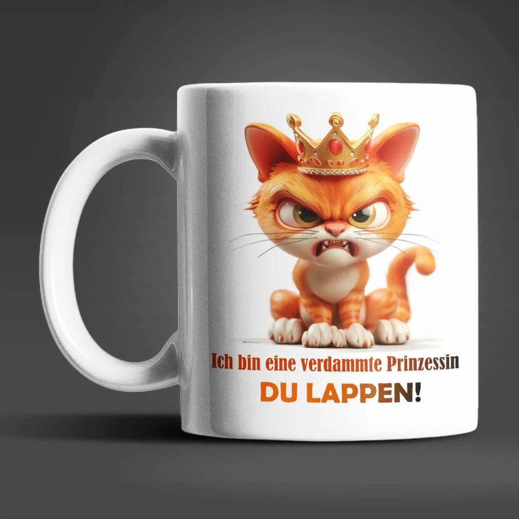Katze Prinzessin witzige lustige Keramik Kaffeetasse Teetasse Tasse Geschenke
