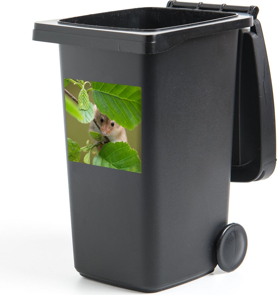 MuchoWow Mülltonnenaufkleber Zwergmaus - Jungtiere - Blätter 40x40 cm - Abfall-Aufkleber - Container - für Abfallcontainer