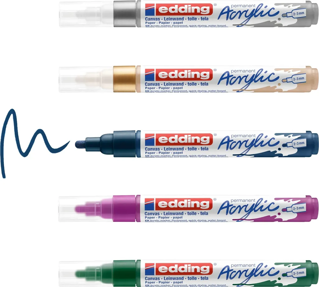 Marqueurs acryliques edding 5100 medium set de 5 pièces tons festifs