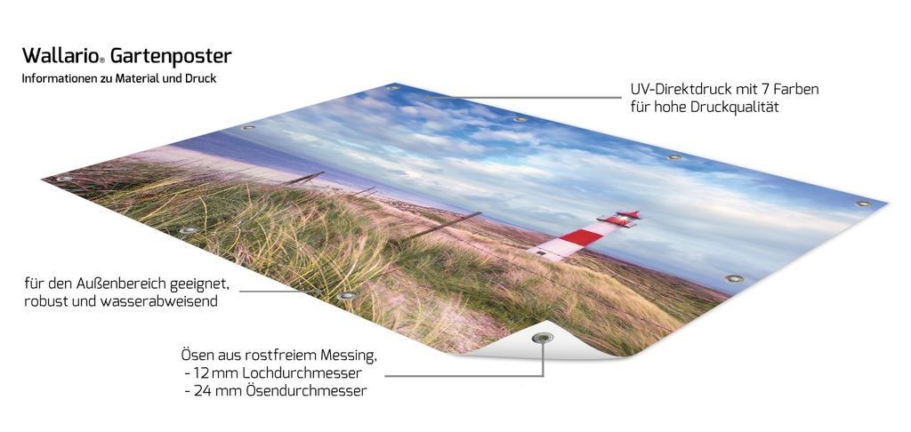 Wallario Outdoor-Poster Sylt Leuchtturm - Wetterfeste Gartendeko 100x150cm