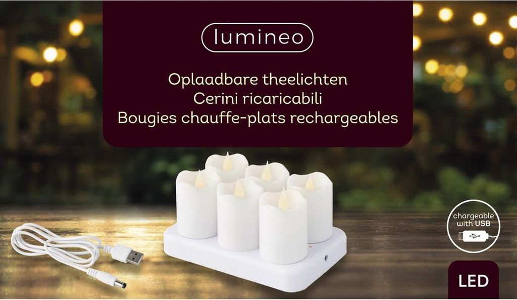 LUMINEO Kerze LED Plastik indoor 486717 6St weiß Immagine del prodotto 