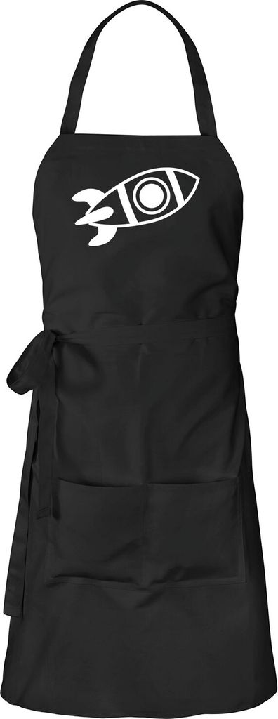 Huuraa Schürze Rakete Raumschiff Schwarz mit Taschen Baumwolle Kochschürze Geschenkidee