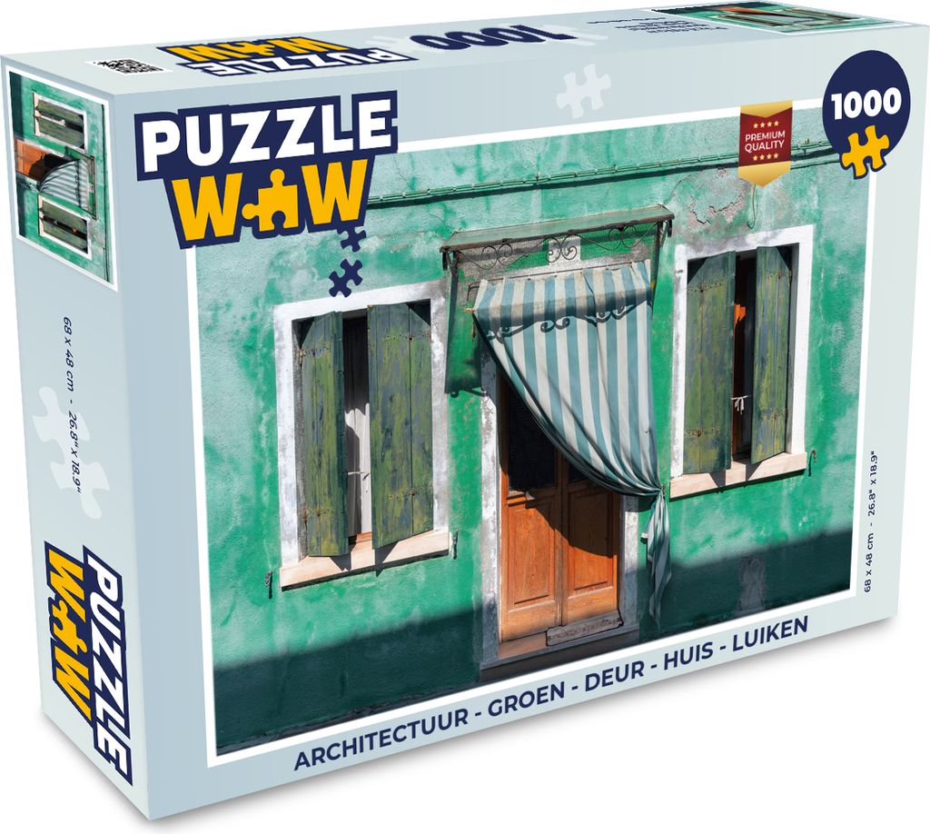 MuchoWow Puzzle 1000 Teile Architektur - Grün - Tür - Haus - Fensterläden - Erwachsene - Rätsel