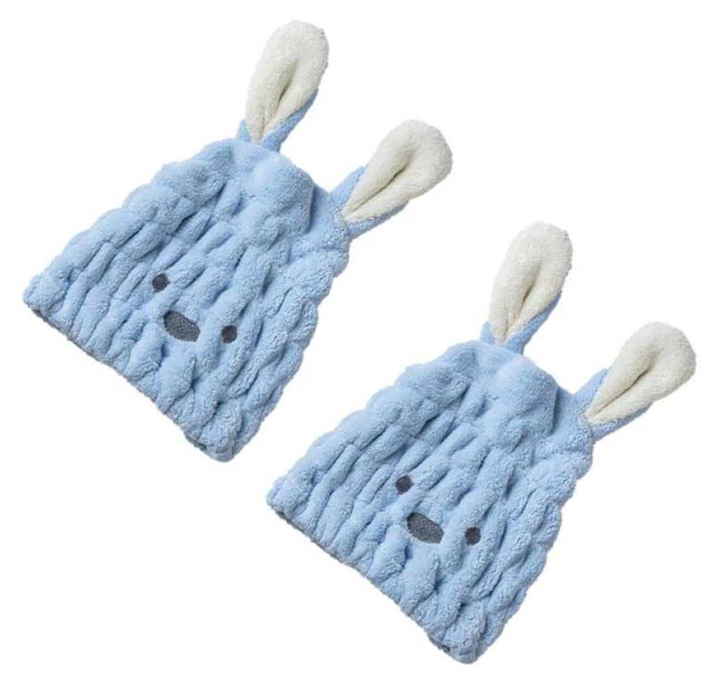 Haartrockenhaube, Haartrockenhandtuch (2er-Pack), saugfähiger, schnelltrocknender Haarturban für Mädchen und Frauen – blau
