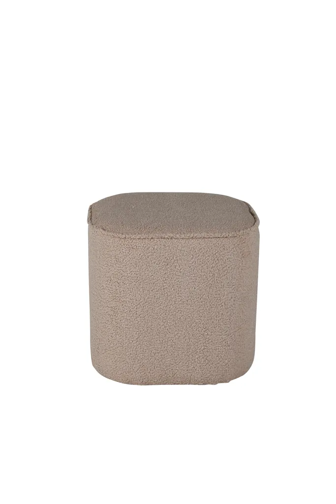 Repose-pieds design Ø44cm en maille bouclée beige ultra doux Piffpouf