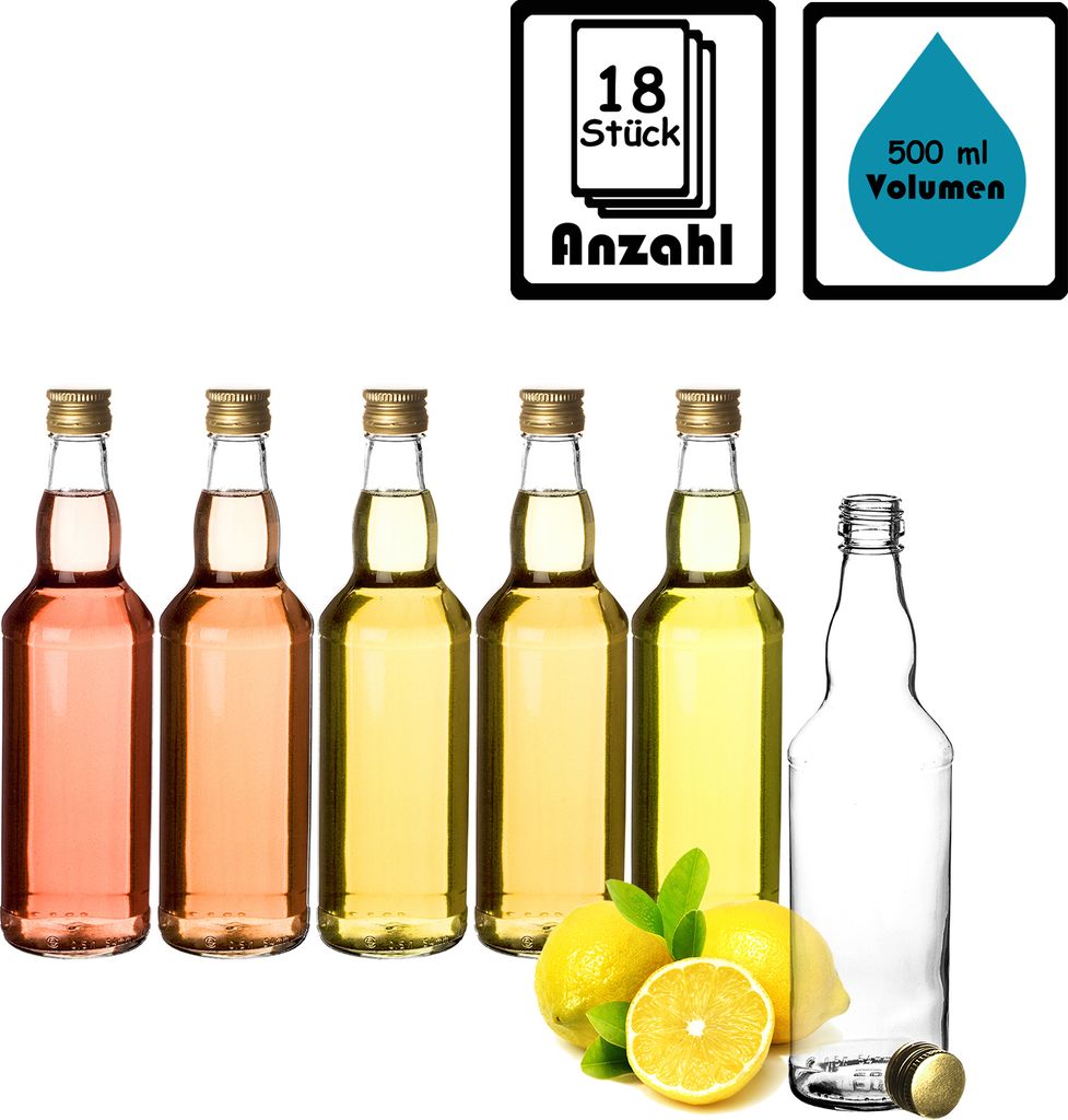 BigDean 18x Glasflaschen 500ml mit Schraubverschluss in Produktbild 5