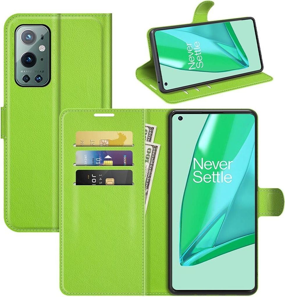 König Design Hülle kompatibel mit OnePlus 9 Pro Kunstleder Handyhülle - Handy Case Grün
