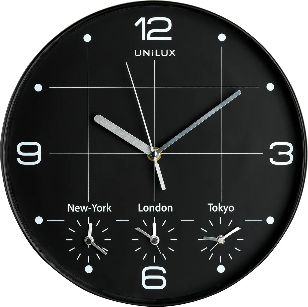 Horloge de Bureau Noire 30cm UNiLUX pour Salle de Réunion et Salon