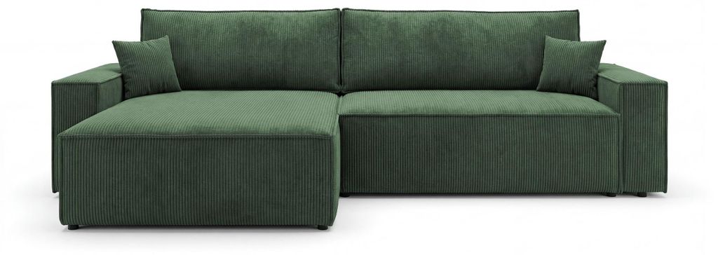 CORNERO Ecksofa mit schlaffunktion VIENNA links grün Cord Produktbild 