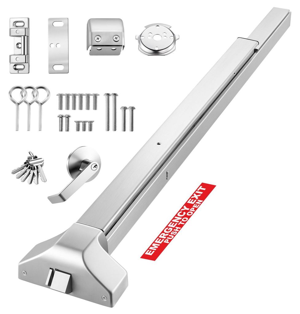 Panikstange - Notausgangsriegel - Länge 104,5 cm - Mit Außendrücker - Inkl. 6 Schlüssel - Für 104–155 cm Türbreite - Für Holz- und Metallt...