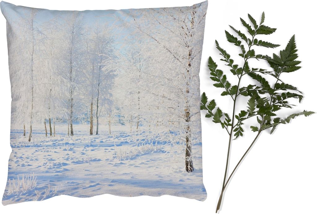 MuchoWow Zierkissen Sofakissen Wohnzimmer Dekokissen 50x50 cm Schnee - Bäume - Winter - Komfort - Sofakissen