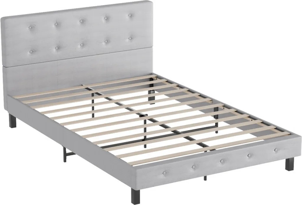 Lit 140x200 robuste sans grincement TolleTour gris charge max 350 kg