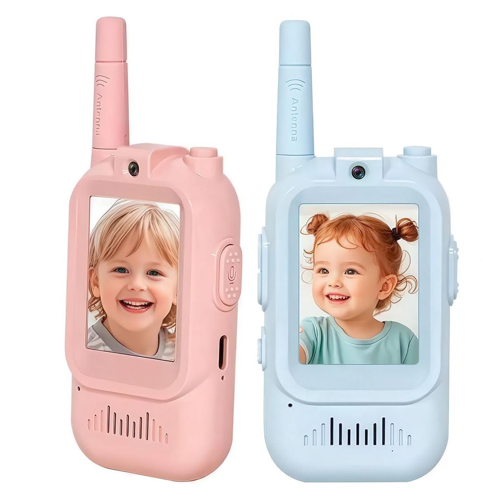 2er-Pack wiederaufladbare Video-Walkie-Talkies für Kinder – Display, Stimmverzerrer, für drinnen und draußen, für Jungen und Mädchen von 3...