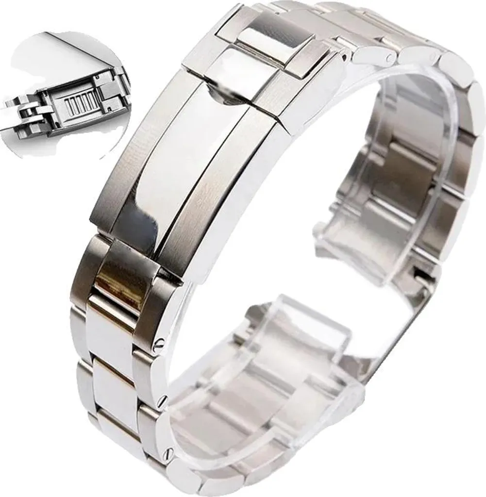 Bracelet de montre acier inoxydable argent clair 20mm longueur 19cm