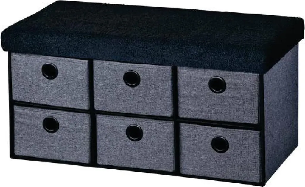 Commode Basse 6 Compartiments en Tissu Gris Foncé Kesper 76x38x38 cm