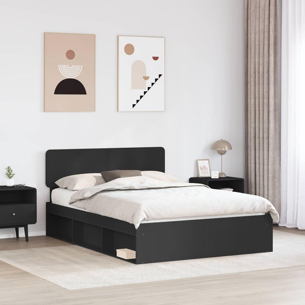 (Robust Möbel) Bettrahmen Schwarz 160 x 200cm Massives Kiefernholz - CL513565 - Klassische BettenJugendbett Tagesbett