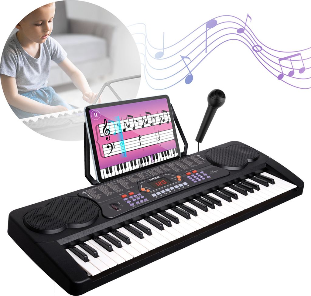 Áengus Keyboard 54 Tasten, Klavier mit Mikrofon - A430