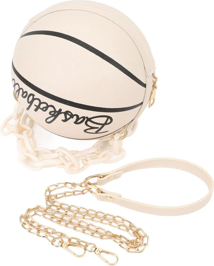 Sac à bandoulière basket-ball blanc en cuir PU pour femme et fille