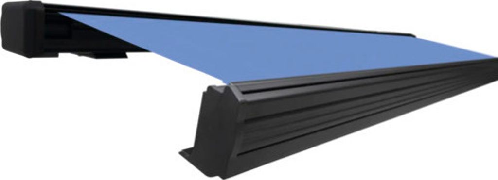 SOLUNA Kassettenmarkise Exquisit 3,5x2 Dessin S2828 Gestell DB703 dunkelgrau Antrieb links inkl. Motor und Wandschalter