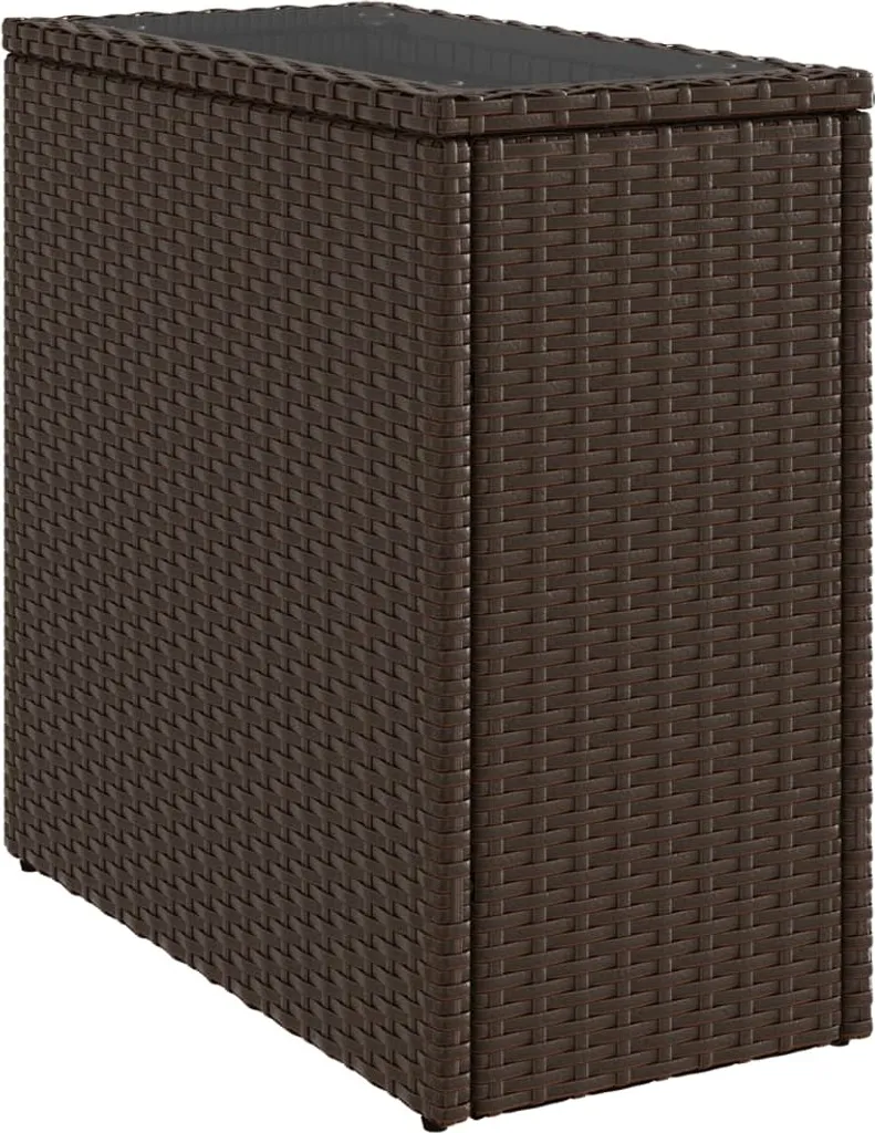 vidaXL Tavolino da giardino con piano in vetro Brown 58x27,5x55 cm Rattan