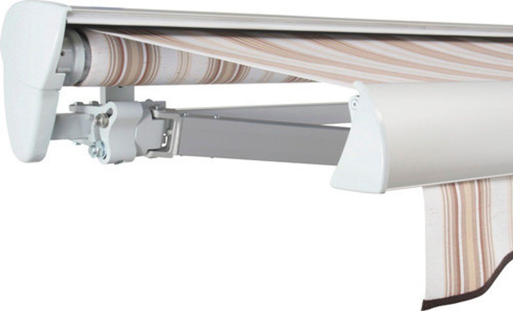 SOLUNA Halbkassettenmarkise Classic 4,5x2,5 Stoff Dessin 6171 Gestell E6EV1 silber eloxiert Antrieb links inkl. Motor un