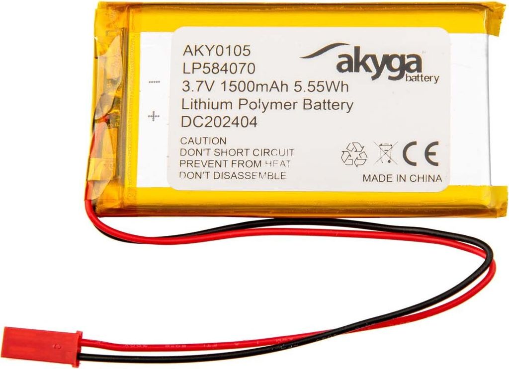 Li-Po Akku LP584070 Akyga AKY0105 3.7V / 1500mAh PCM JST Produktbild 
