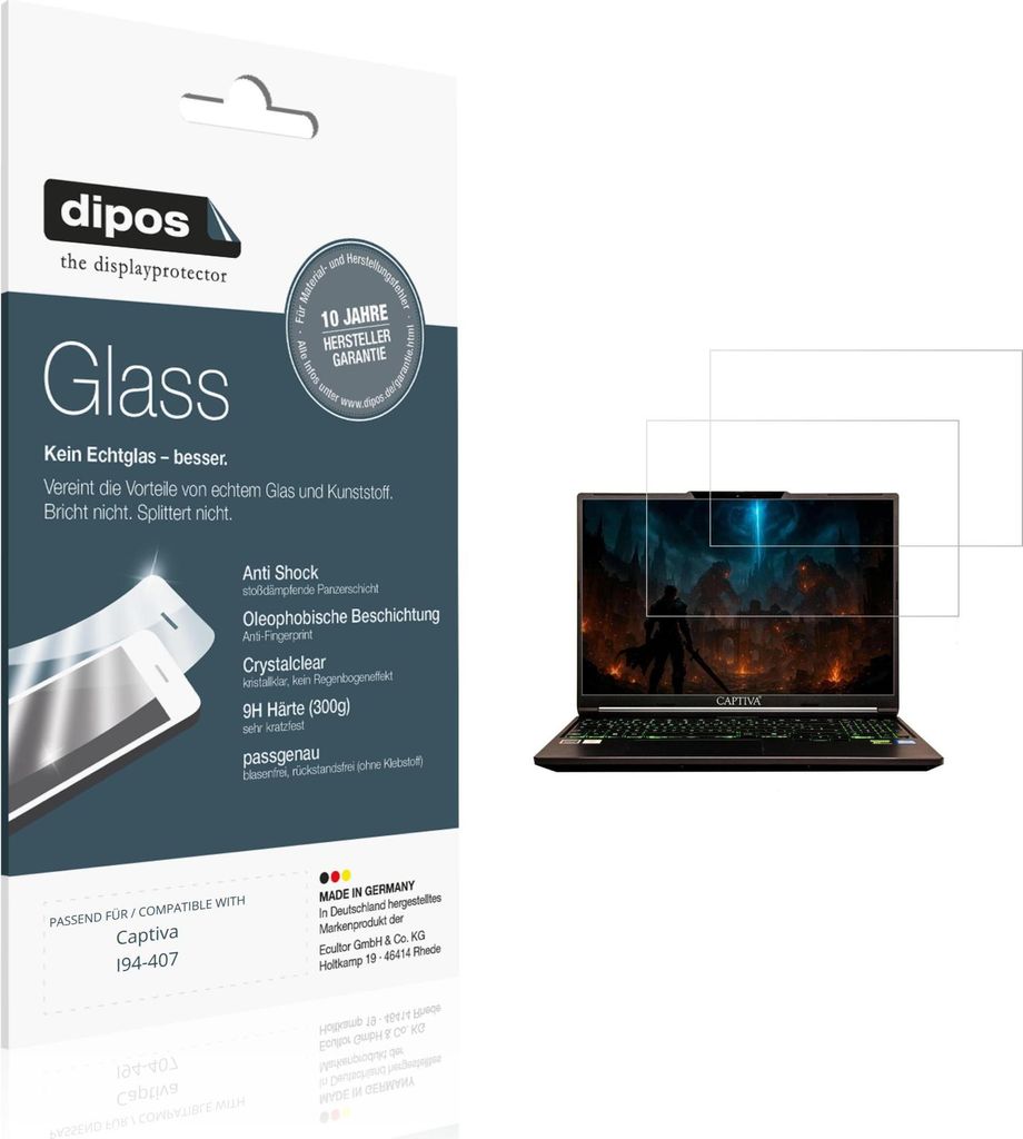 2x Schutzfolie für Captiva I94-407 - Anti-Shock 9H Folie dipos Glass Kunststoffglas