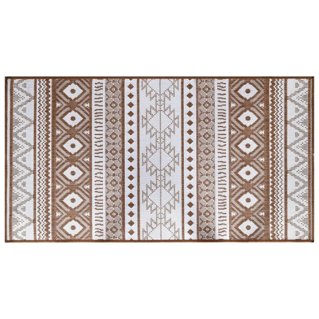 Tapis extérieur 80x150 cm réversible marron et blanc facile à nettoyer