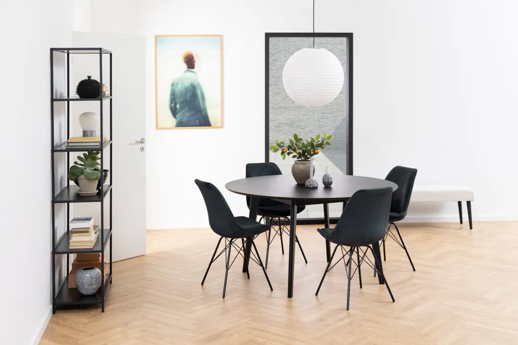 Table de salle à manger Roxby Ø140 cm noire en bois design scandinave - 12