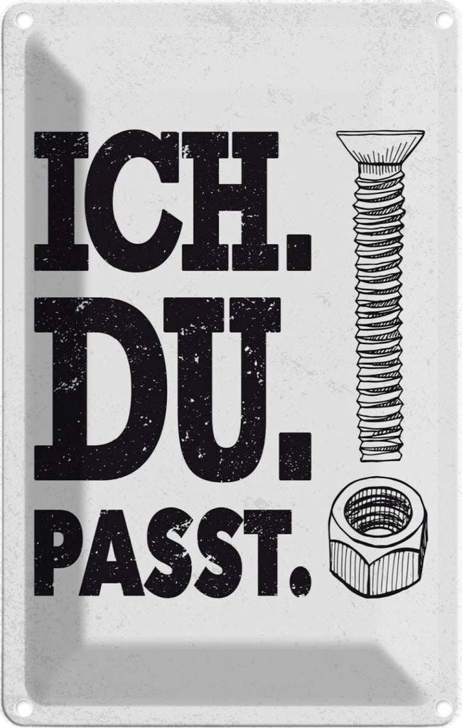 vianmo Blechschild 18x12 cm Ich Du Passt Schraube Mutter Spruch Zitat
